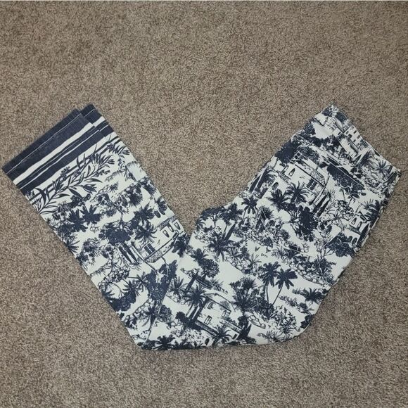 Tory Burch Tropical Toile Print Straight Leg Crop Jeans Size 28 (6-8) - Picture 10 of 10